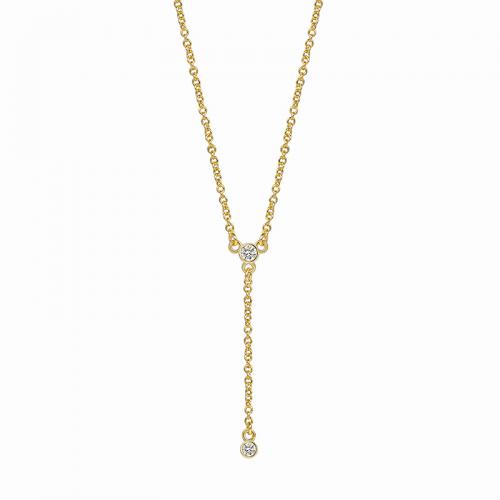 Cubic Zircon Micro Pave Brass Necklace, plated, micro pave cubic zirconia & for woman, golden Approx 45-55 cm 