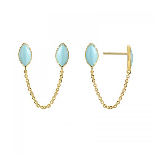 Brass Drop Earring, plated, for woman & epoxy gel, golden 