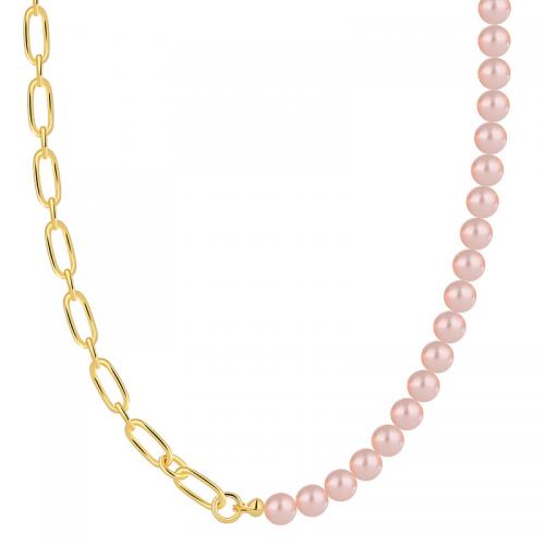Collar de Nácar de Mar del Sur, metal, con Shell Pearl, chapado, para mujer, dorado, longitud:aproximado 45-50 cm, Vendido por UD[