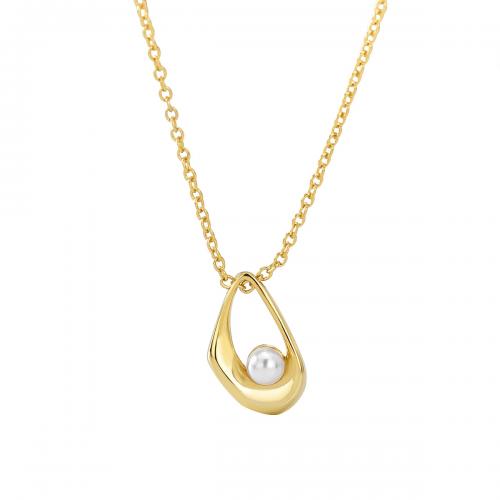South Sea Shell Necklace, Brass, with Shell Pearl, plated, for woman, gold Approx 45-50 cm 