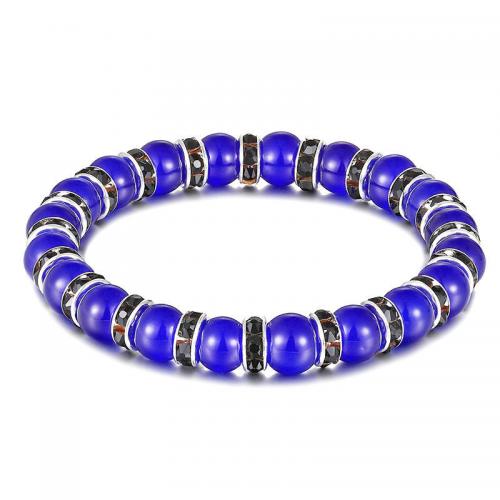 Glass Jewelry Beads Bracelets, fashion jewelry & Unisex 8mm Approx 19 cm 
