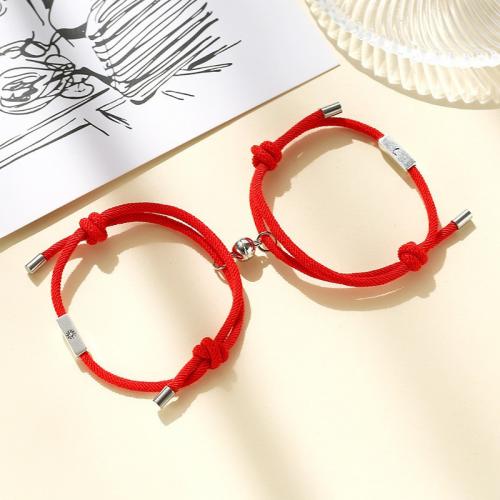 Zinc Alloy Couple Bracelet, with Nylon Cord, Adjustable & fashion jewelry & Unisex Approx 14-28 cm 