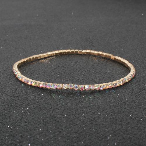 Zinc bracelets en strass en alliage , alliage de zinc, bijoux de mode & pour femme & avec strass, plus de couleurs à choisir Environ 8 cm, Vendu par PC