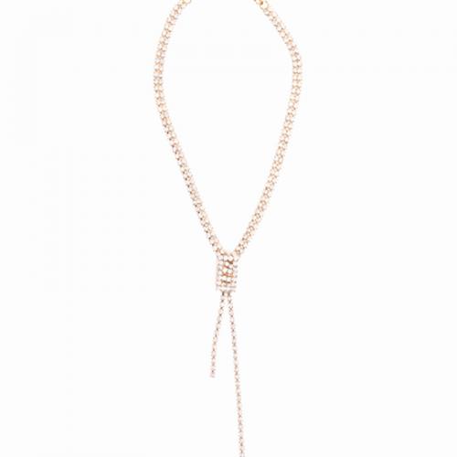 strass collier, avec laiton, Motif géométrique, Placage, bijoux de mode & pour femme, plus de couleurs à choisir Environ 16-20 pouce, Vendu par PC