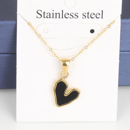 Titanium Steel Jewelry Necklace, with Acrylic, with 5cm extender chain, Heart, Vacuum Ion Plating, fashion jewelry & Unisex & enamel nickel, lead & cadmium free Approx 45 cm 