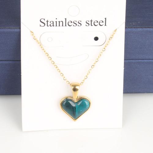 Titanium Steel Jewelry Necklace, with 5cm extender chain, Heart, Vacuum Ion Plating, fashion jewelry & Unisex & enamel nickel, lead & cadmium free Approx 45 cm 