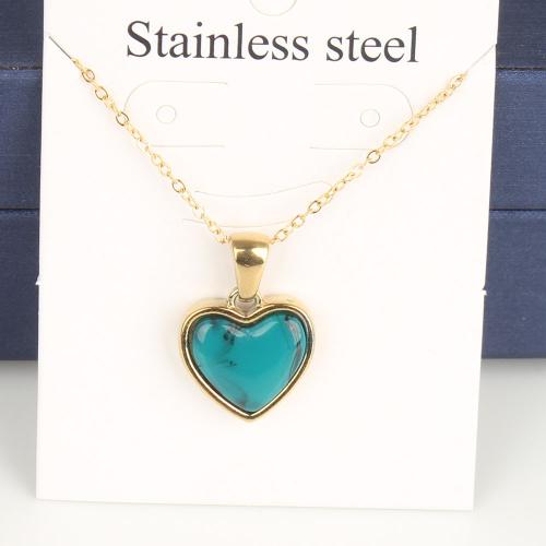 Titanium Steel Jewelry Necklace, with 5cm extender chain, Heart, Vacuum Ion Plating, fashion jewelry & Unisex & enamel nickel, lead & cadmium free Approx 45 cm 