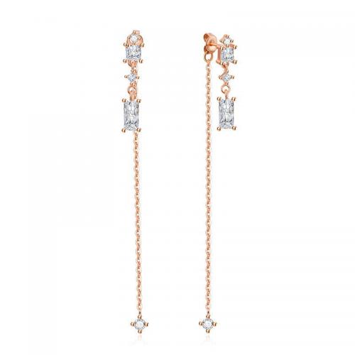 Cubic Zirconia Micro Pave Brass Earring, rose gold color plated, fashion jewelry & micro pave cubic zirconia & for woman 