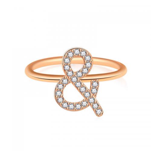 Cubic Zirconia Micro Pave Brass Finger Ring, rose gold color plated, fashion jewelry & micro pave cubic zirconia & for woman 