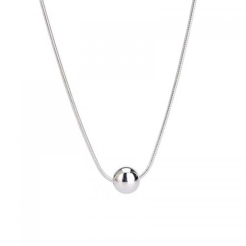 Sterling Silver Jewelry Necklace, 925 Sterling Silver, with 1.97inch extender chain, Round, plated, fashion jewelry & for woman Approx 15.74 Inch 
