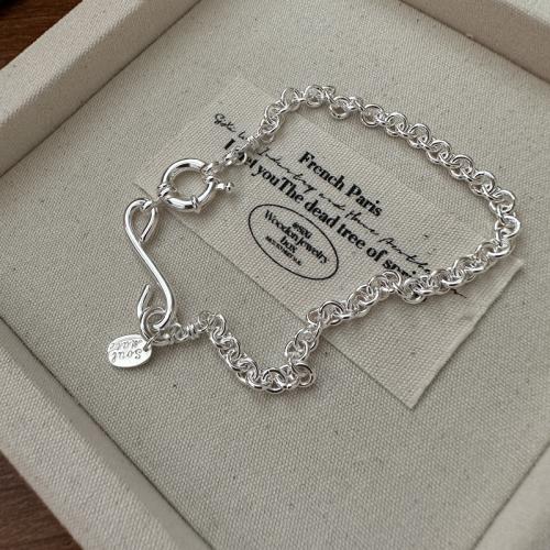 Sterling Silver Bracelets, 925 Sterling Silver, polished, fashion jewelry & for woman Approx 19 cm 