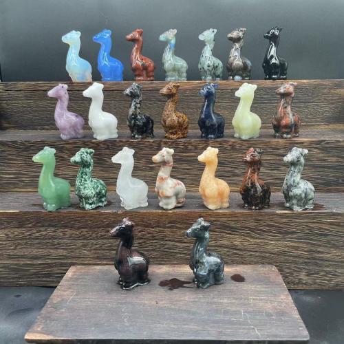Gemstone Decoration, Giraffe, Carved, for home and office & cute, Random Color, 50mm 