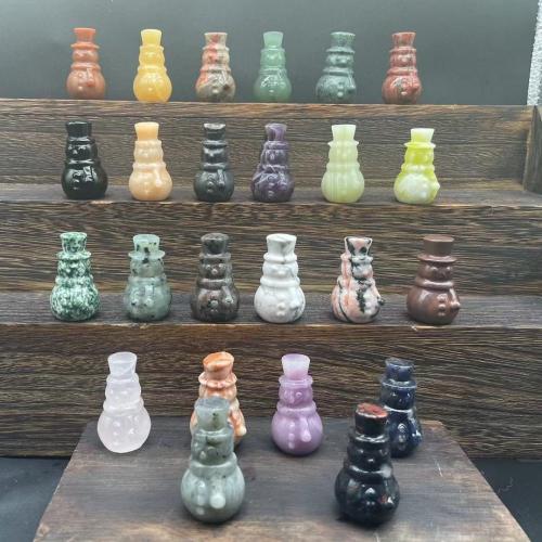 Gemstone Decoration, Snowman, Carved, for home and office & cute, Random Color, 40mm 