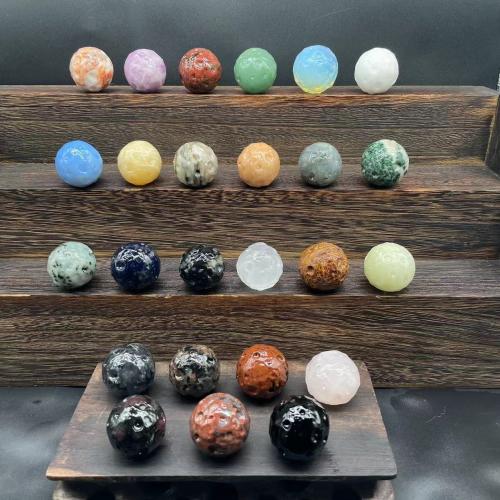 Gemstone Decoration, Slightly Round, Carved, for home and office, Random Color, 30mm 