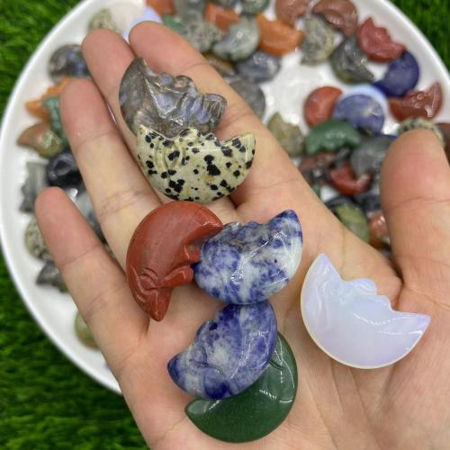 Gemstone Decoration, Moon, Carved, for home and office, Random Color, 30mm 