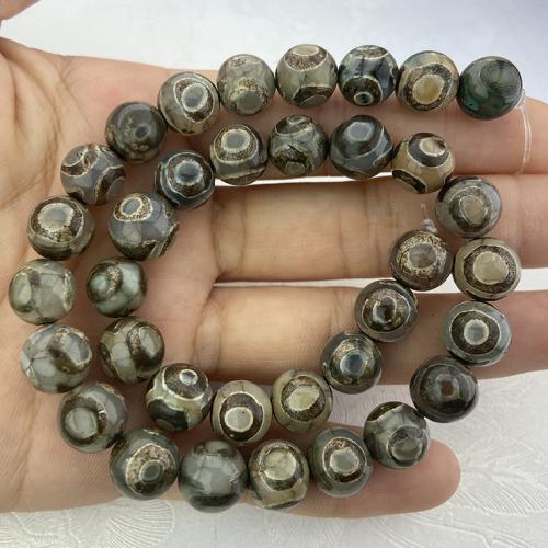 Natural Tibetan Agate Dzi Beads, Round, DIY  
