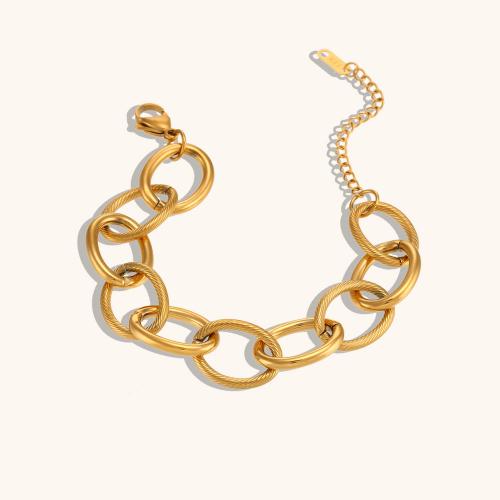 Stainless Steel Chain Bracelets, 316L Stainless Steel, with 5cm extender chain, 18K gold plated, fashion jewelry & for woman Approx 17 cm 