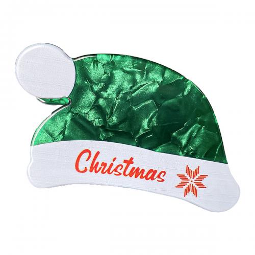 Clips de Garra, Acrílico, hecho a mano, Diseño de Navidad & para mujer, verde, 90x50mm, Vendido por UD