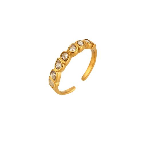 Cubic Zirconia anillo de dedo de acero inoxidable, acero inoxidable 304, 18K chapado en oro, Joyería & micro arcilla de zirconia cúbica & para mujer, wide:3.9mm, Vendido por UD