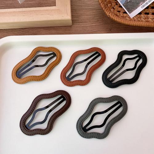 Hair Snap Clips, PU Leather, with Zinc Alloy, handmade, for woman & hollow, Approx 