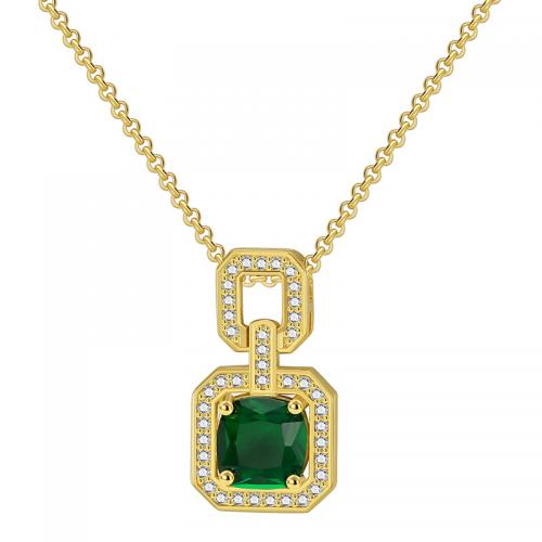 Cubic Zircon Micro Pave Brass Necklace, plated, micro pave cubic zirconia & for woman, golden Approx 45-50 cm 