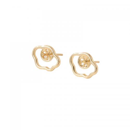 Brass Earring Stud Component, plated, DIY golden [