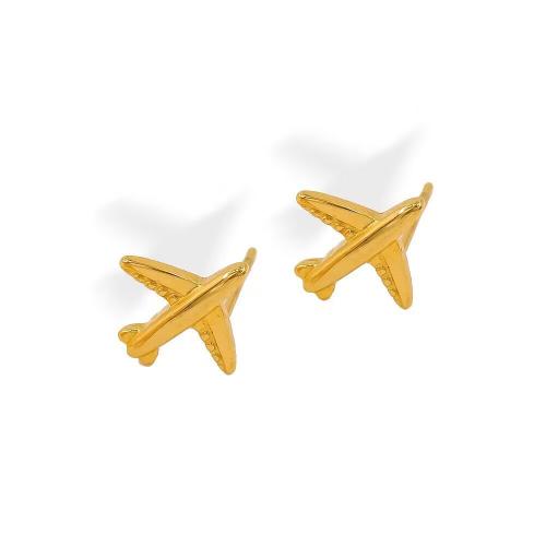 Stainless Steel Stud Earring, 304 Stainless Steel, Airplane, fashion jewelry & for woman, golden 