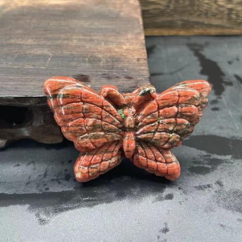 Gemstone Decoration, Natural Stone, Butterfly, Carved, for home and office 50mm 