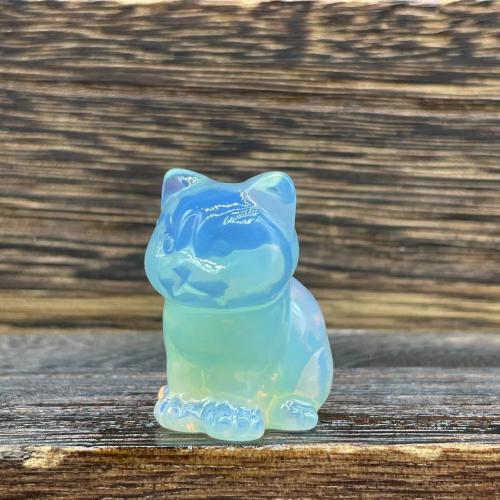 Gemstone Decoration, Natural Stone, Cat, Carved, for home and office 30mm 