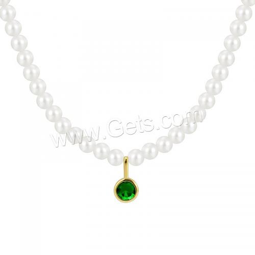 Cubic Zircon Micro Pave Brass Necklace, with Shell Pearl, plated, micro pave cubic zirconia & for woman, white Approx 45-50 cm 