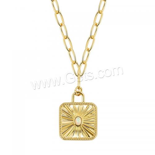 Brass Jewelry Necklace, with Opal, plated, for woman, golden Approx 45-50 cm 