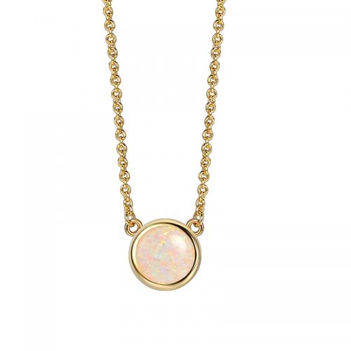 Brass Jewelry Necklace, with Opal, plated, for woman, golden 