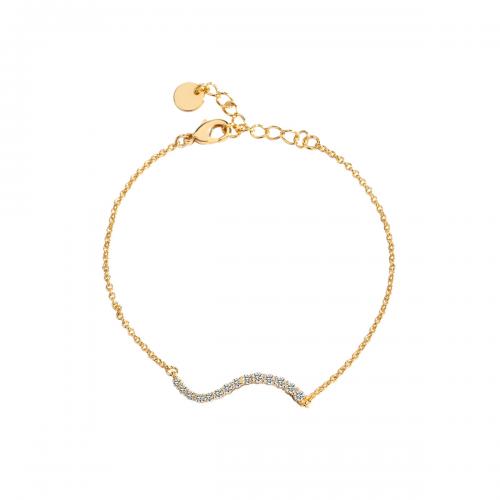Cubic Zirconia Micro Pave Brass Bracelet, plated, micro pave cubic zirconia & for woman, golden 