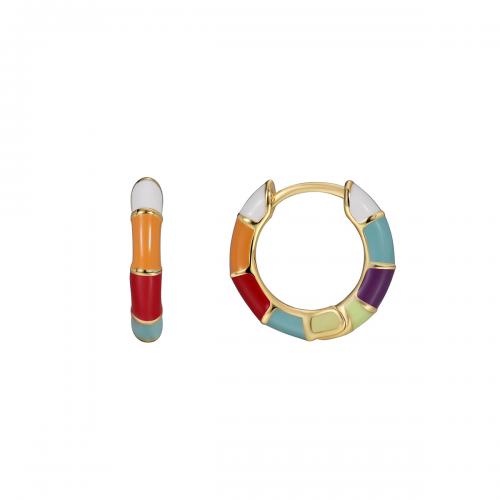 Brass Huggie Hoop Earring, plated, for woman & epoxy gel 