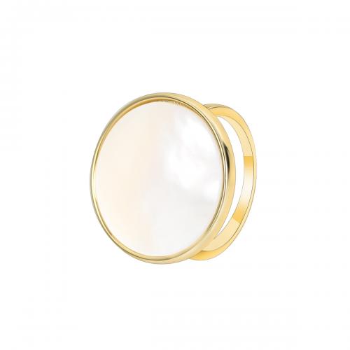 Brass Finger Ring, with White Shell & Abalone Shell, plated & for woman 