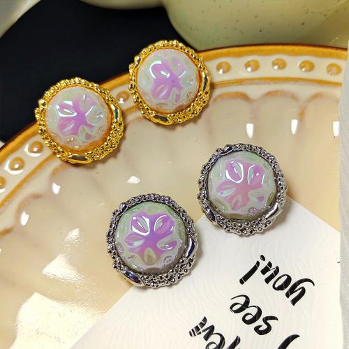 Resin Zinc Alloy Earring, with Resin, Round, plated, fashion jewelry & for woman 