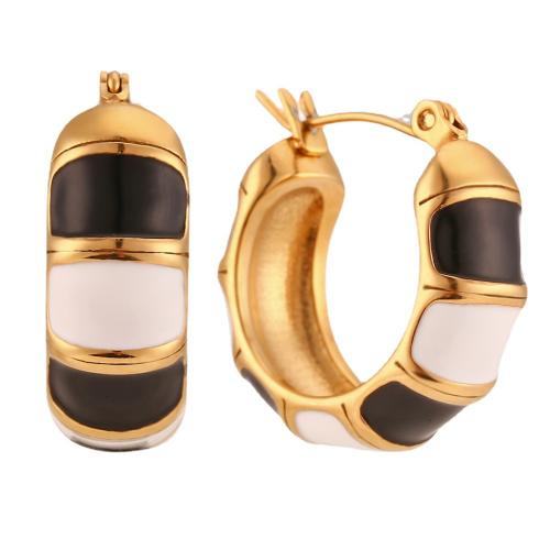 Stainless Steel Leverback Earring, 316L Stainless Steel, 18K gold plated, fashion jewelry & for woman & enamel 