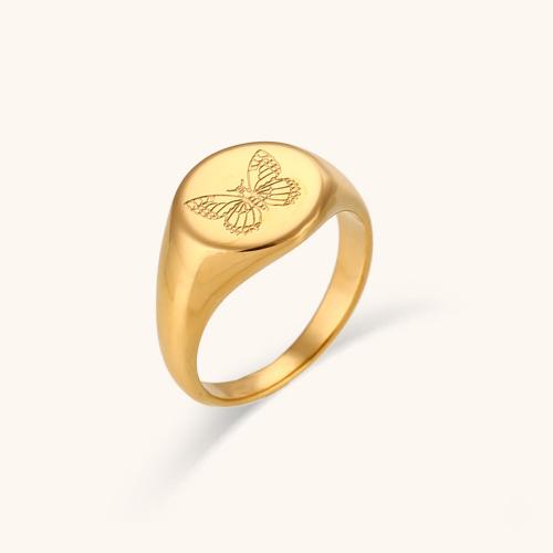 Stainless Steel Finger Ring, 316L Stainless Steel, 18K gold plated, fashion jewelry & for woman 