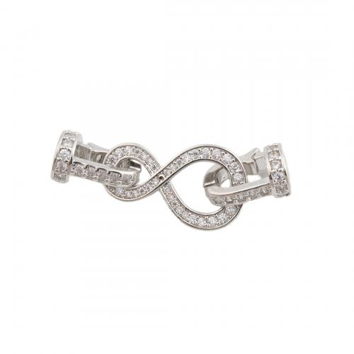 Brass Bracelet Findings, platinum color plated, DIY & micro pave cubic zirconia Approx 3.5mm [