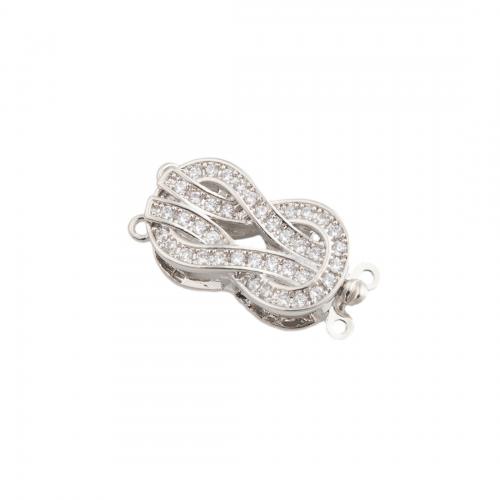Brass Bracelet Findings, platinum color plated, DIY & micro pave cubic zirconia Approx 0.5mm [