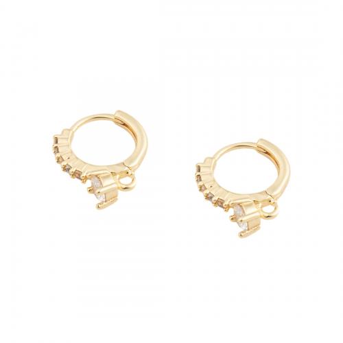 Brass Lever Back Earring Component, 14K gold plated, DIY & micro pave cubic zirconia Inner Approx 9mm 