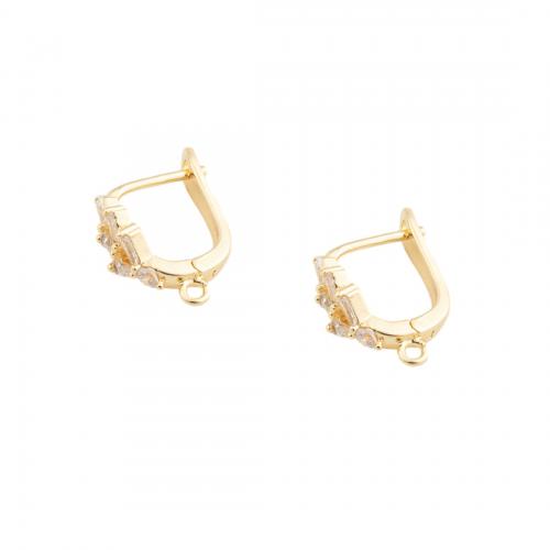Brass Lever Back Earring Component, 14K gold plated, DIY & micro pave cubic zirconia Inner Approx 8mm 