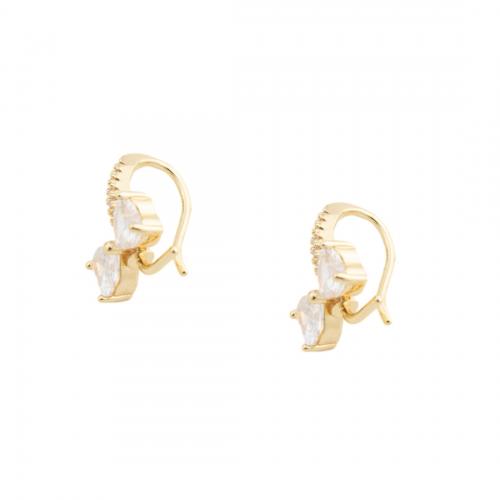 Cubic Zirconia Micro Pave Brass Earring, Bowknot, 14K gold plated, DIY & micro pave cubic zirconia 