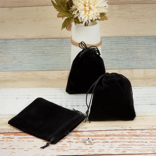 Velvet Jewelry Pouches Bags, black Approx 