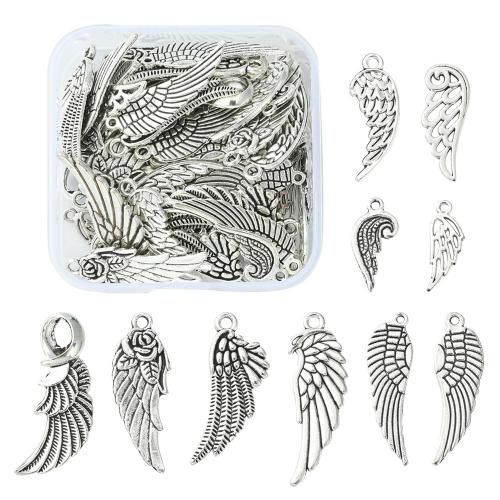 Wing Shaped Zinc Alloy Pendants, antique silver color plated, DIY, Approx 