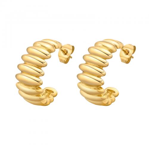Edelstahl Stud Ohrring, 304 Edelstahl, 18K vergoldet, Modeschmuck & für Frau, goldfarben, 21mm, verkauft von Paar[