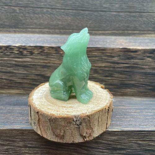 Gemstone Decoration, Natural Stone, Wolf, Carved, for home and office 50mm 