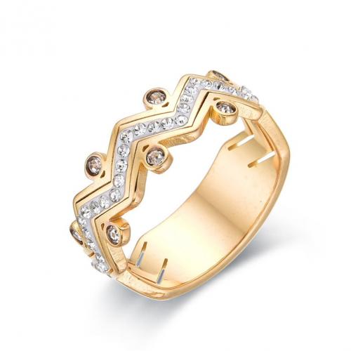 Rhinestone Stainless Steel Finger Ring, 304 Stainless Steel, Vacuum Ion Plating, fashion jewelry & for woman & with rhinestone 