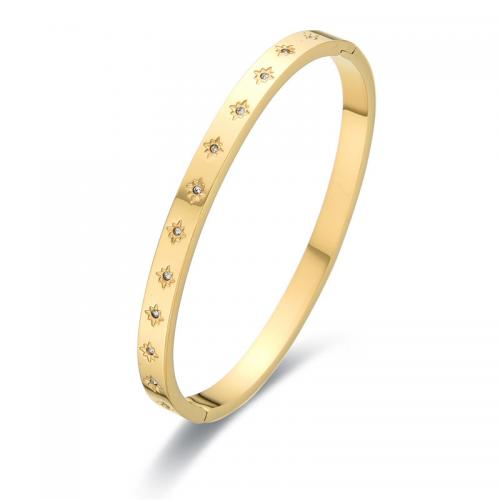 Stainless Steel Bangle, 304 Stainless Steel, Vacuum Ion Plating, fashion jewelry & for woman & with rhinestone Inner Approx 