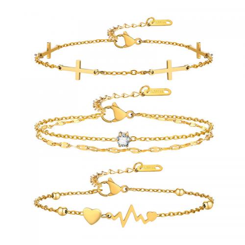 Bracelets en acier inoxydable, Acier inoxydable 304, Placage, bijoux de mode & styles différents pour le choix & pour femme, Vendu par PC